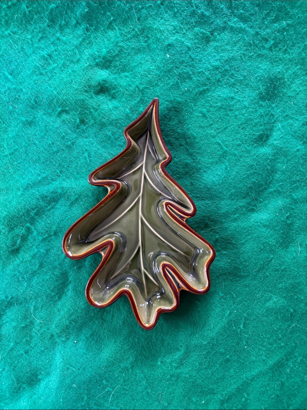 Green Holiday Tree Ceramic Dish